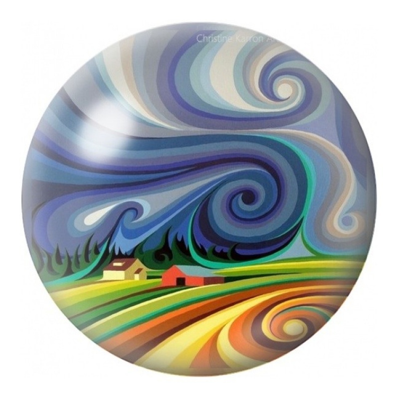 Cabochon en Verre Illustré Tempête sur les Collines 12 à 25mm