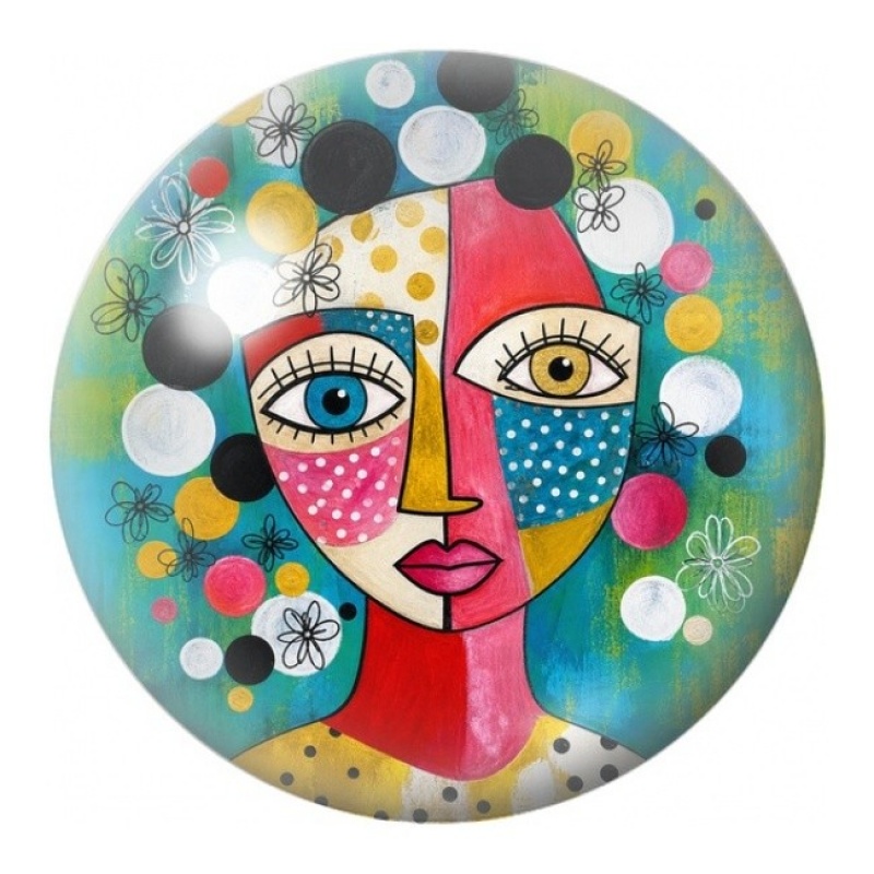 Cabochon en Verre Illustré Visage aux Bulles Colorées 12 à 25mm
