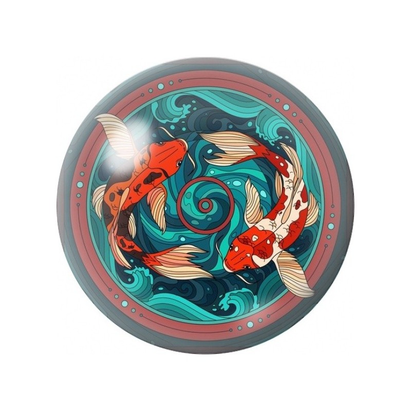 Cabochon en Verre Illustré Carpes Koï en Cercle 12 à 25mm
