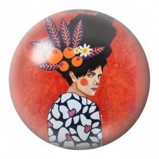 Cabochon en Verre Illustré Femme au Bouquet d’Automne 12 à 25mm pour la Création de Bijoux Fantaisie - DIY