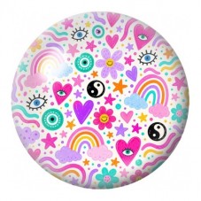 Cabochon en Verre Illustré Arc-en-Ciel Kawaii 12 à 25mm pour la Création de Bijoux Fantaisie - DIY