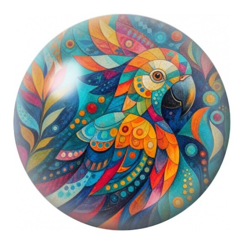 Cabochon en Verre Illustré Perroquet Mosaïque Coloré 12 à 25mm