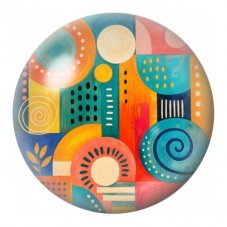 Cabochon en Verre Illustré Ville Abstraite au Soleil 12 à 25mm pour la Création de Bijoux Fantaisie - DIY