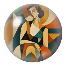 Cabochon en Verre Illustré Femme Géométrique Assise 12 à 25mm pour la Création de Bijoux Fantaisie - DIY