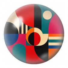 Cabochon en Verre Illustré Cercles Bauhaus Colorés 12 à 25mm pour la Création de Bijoux Fantaisie - DIY