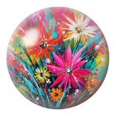 Cabochon en Verre Illustré Fleurs aux Éclats de Peinture 12 à 25mm pour la Création de Bijoux Fantaisie - DIY