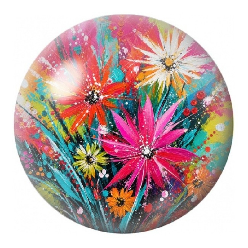 Cabochon en Verre Illustré Fleurs aux Éclats de Peinture 12 à 25mm