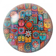 Cabochon en Verre Illustré Totems Urbains Colorés 12 à 25mm pour la Création de Bijoux Fantaisie - DIY