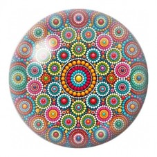 Cabochon en Verre Illustré Mandala de Cercles Multicolores 12 à 25mm pour la Création de Bijoux Fantaisie - DIY