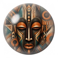 Cabochon en Verre Illustré Masque Africain Cuivré 12 à 25mm pour la Création de Bijoux Fantaisie - DIY