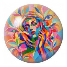 Cabochon en Verre Illustré Couple Cubiste aux Feuillages 12 à 25mm pour la Création de Bijoux Fantaisie - DIY