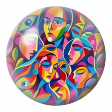 Cabochon en Verre Illustré Ronde de Visages Cubistes 12 à 25mm pour la Création de Bijoux Fantaisie - DIY