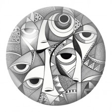Cabochon en Verre Illustré Visages Cubistes Noir et Blanc 12 à 25mm pour la Création de Bijoux Fantaisie - DIY