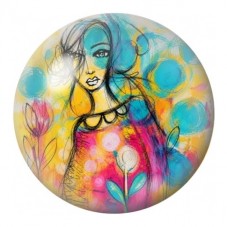 Cabochon en Verre Illustré Femme aux Fleurs d’Aquarelle 12 à 25mm pour la Création de Bijoux Fantaisie - DIY