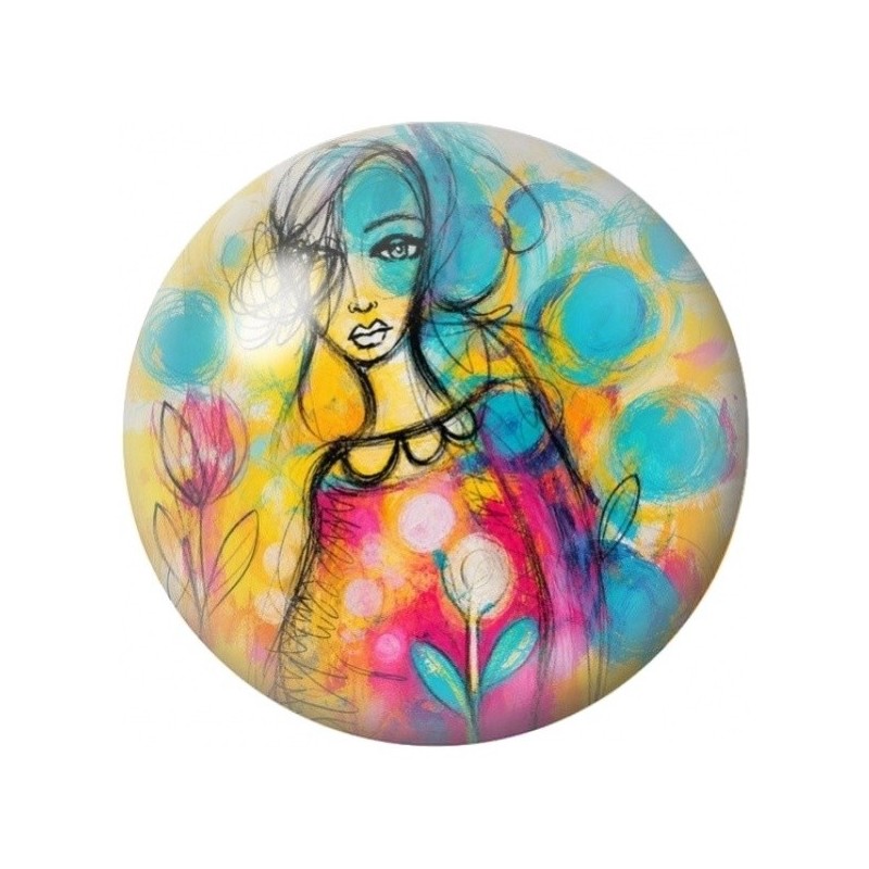 Cabochon en Verre Illustré Femme aux Fleurs d’Aquarelle 12 à 25mm