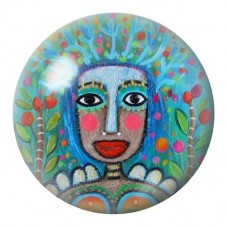 Cabochon en Verre Illustré Déesse Turquoise aux Fleurs 12 à 25mm pour la Création de Bijoux Fantaisie - DIY