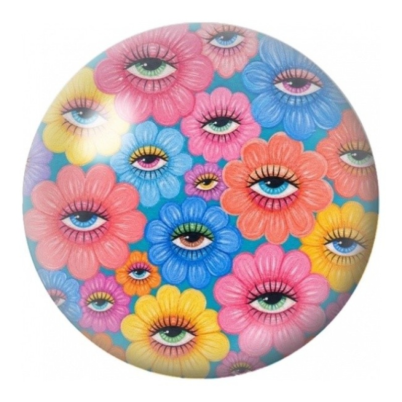 Cabochon en Verre Illustré Fleurs aux Yeux Colorés 12 à 25mm