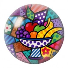 Cabochon en Verre Illustré Corbeille de Fruits Pop 12 à 25mm pour la Création de Bijoux Fantaisie - DIY