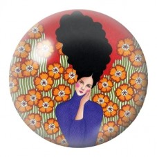 Cabochon en Verre Illustré Femme Afro aux Marguerites 12 à 25mm pour la Création de Bijoux Fantaisie - DIY