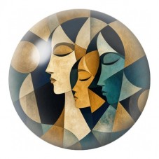 Cabochon en Verre Illustré Profils Cubistes Dorés 12 à 25mm pour la Création de Bijoux Fantaisie - DIY