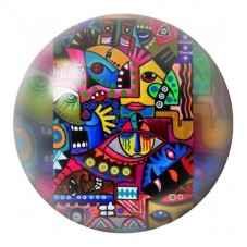Cabochon en Verre Illustré Totem Pop Art Multicolore 12 à 25mm pour la Création de Bijoux Fantaisie - DIY