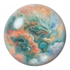 Cabochon en Verre Illustré Nuages Turquoise et Corail 12 à 25mm pour la Création de Bijoux Fantaisie - DIY