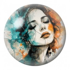Cabochon en Verre Illustré Femme à l’Aquarelle Turquoise 12 à 25mm pour la Création de Bijoux Fantaisie - DIY