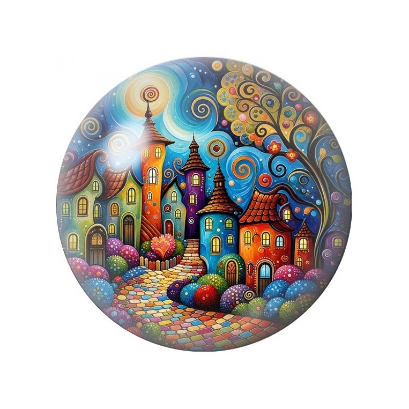 Cabochon en Verre Illustré Ville Orientale Enchantée 12 à 25mm