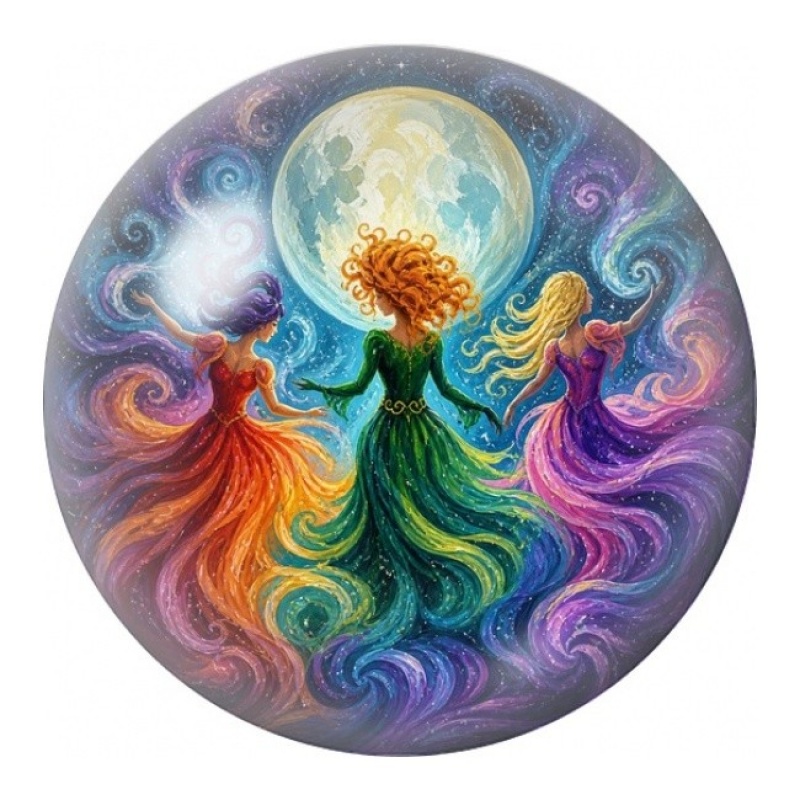 Cabochon en Verre Illustré Fleur sous la Lune 12 à 25mm