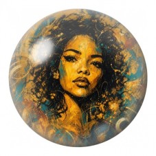 Cabochon en Verre Illustré Femme Afro aux Éclats Dorés 12 à 25mm pour la Création de Bijoux Fantaisie - DIY
