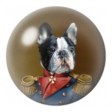 Cabochon en Verre Illustré Bouledogue en Uniforme 12 à 25mm pour la Création de Bijoux Fantaisie - DIY