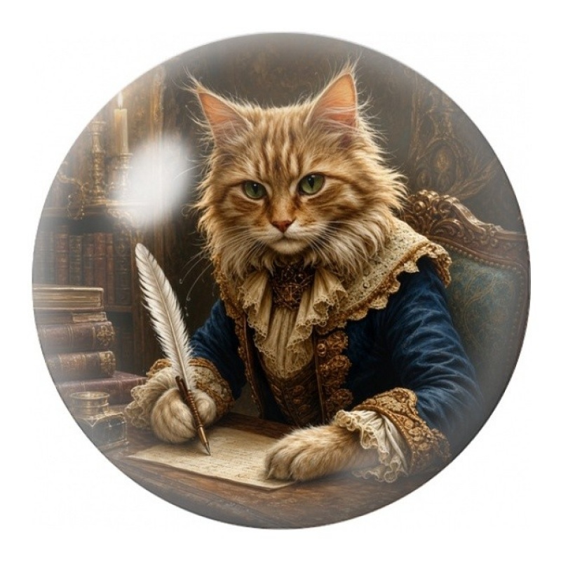 Cabochon en Verre Illustré Chat Écrivain Médiéval 12 à 25mm