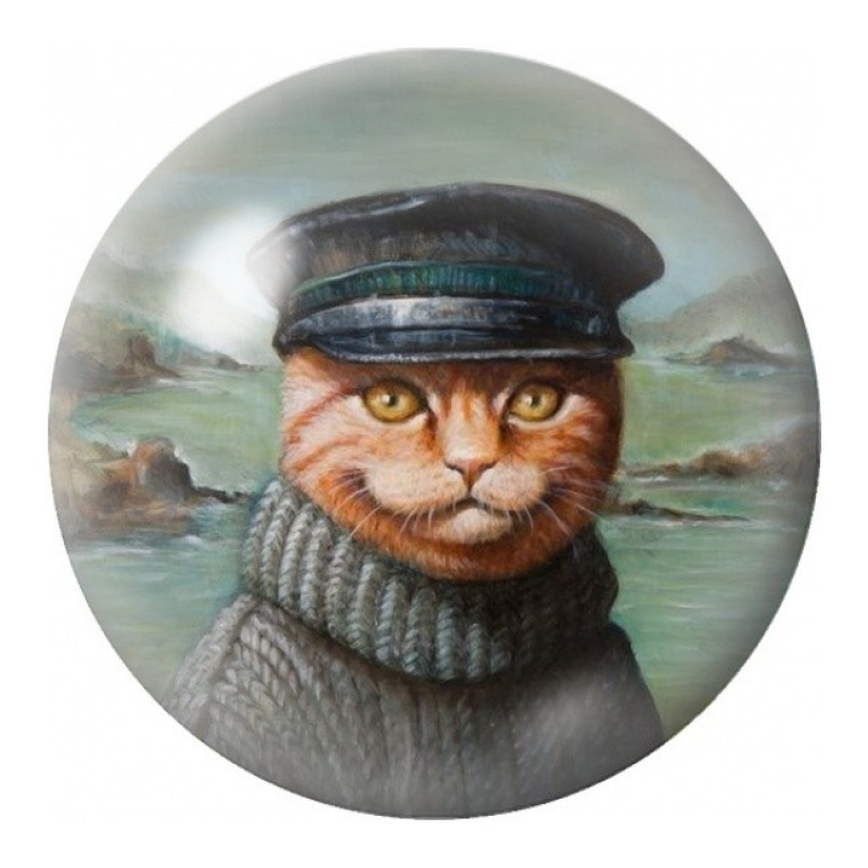 Cabochon en Verre Illustré Chat Marin au Bonnet 12 à 25mm