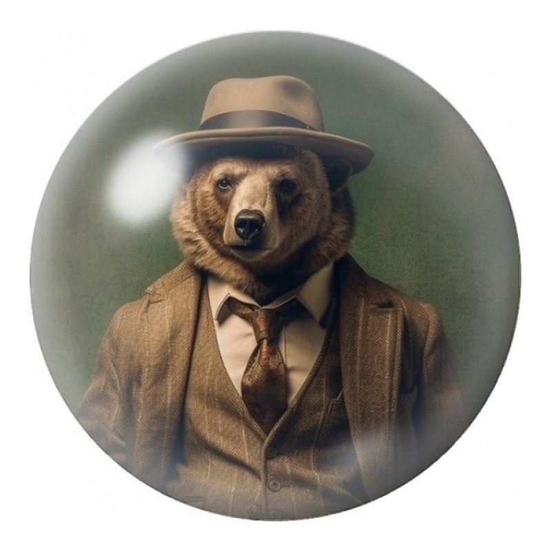 Cabochon en Verre Illustré Ours Détective 12 à 25mm