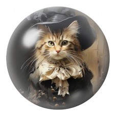 Cabochon en Verre Illustré Chat à la Collerette 12 à 25mm pour la Création de Bijoux Fantaisie - DIY