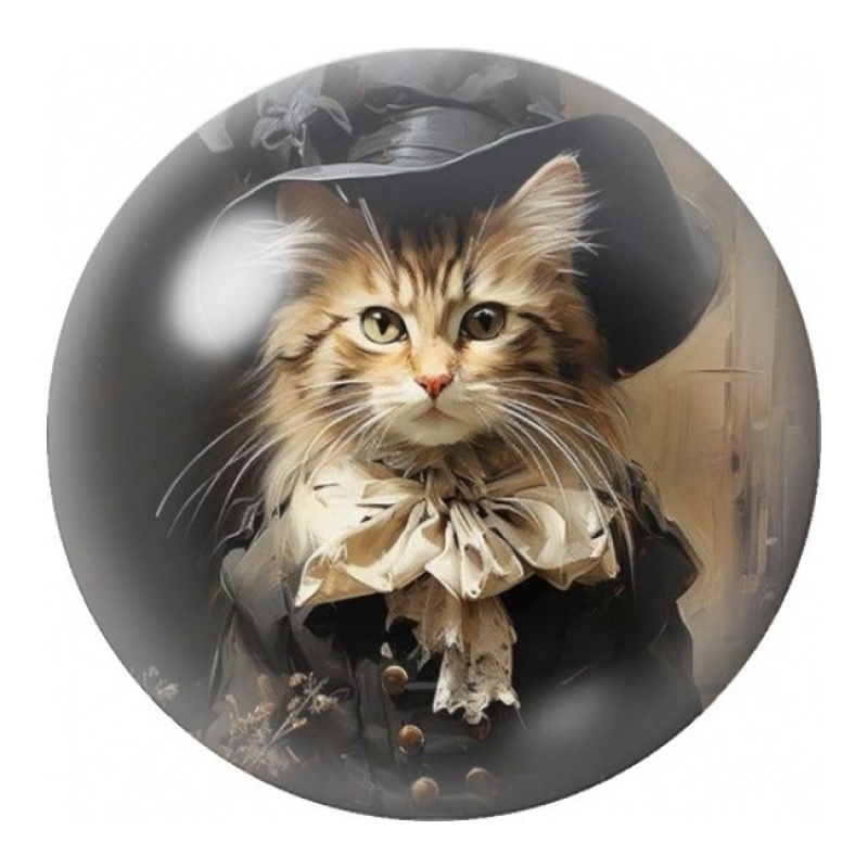 Cabochon en Verre Illustré Chat à la Collerette 12 à 25mm