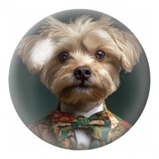 Cabochon en Verre Illustré Petit Chien au Nœud Fleuri 12 à 25mm pour la Création de Bijoux Fantaisie - DIY