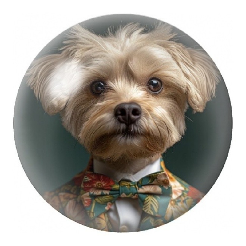 Cabochon en Verre Illustré Petit Chien au Nœud Fleuri 12 à 25mm