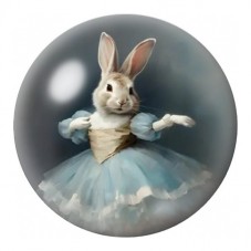 Cabochon en Verre Illustré Lapin Ballerine Bleue 12 à 25mm pour la Création de Bijoux Fantaisie - DIY