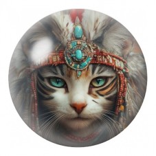 Cabochon en Verre Illustré Chat Roi Aztèque 12 à 25mm pour la Création de Bijoux Fantaisie - DIY