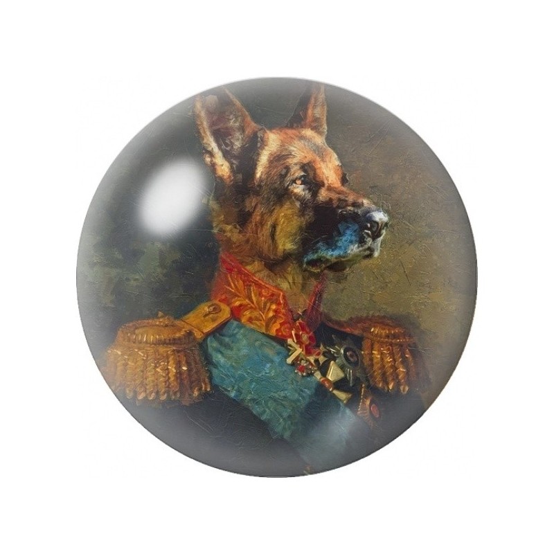 Cabochon en Verre Illustré Berger Allemand Officier 12 à 25mm