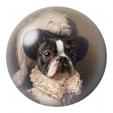 Cabochon en Verre Illustré Bouledogue au Bonnet de Dentelle 12 à 25mm pour la Création de Bijoux Fantaisie - DIY