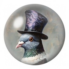 Cabochon en Verre Illustré Pigeon au Haut-de-Forme Violet 12 à 25mm pour la Création de Bijoux Fantaisie - DIY