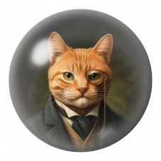 Cabochon en Verre Illustré Chat Roux Gentleman 12 à 25mm pour la Création de Bijoux Fantaisie - DIY