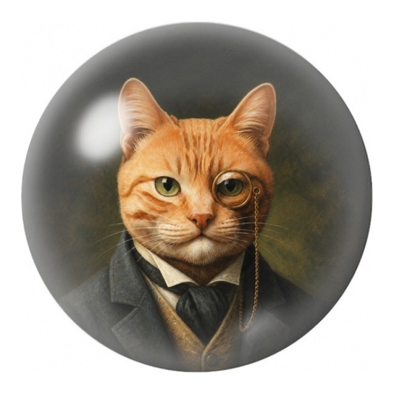 Cabochon en Verre Illustré Chat Roux Gentleman 12 à 25mm