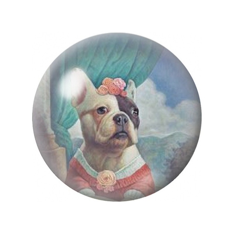Cabochon en Verre Illustré Petit Chien Princesse 12 à 25mm