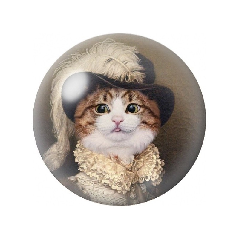 Cabochon en Verre Illustré Chat au Bonnet Ancien 12 à 25mm