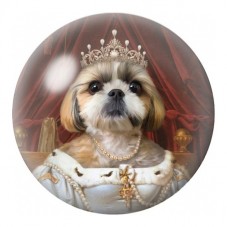 Cabochon en Verre Illustré Chien Royal Couronné 12 à 25mm pour la Création de Bijoux Fantaisie - DIY