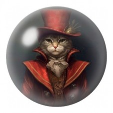 Cabochon en Verre Illustré Chat Vampire au Haut-de-Forme 12 à 25mm pour la Création de Bijoux Fantaisie - DIY