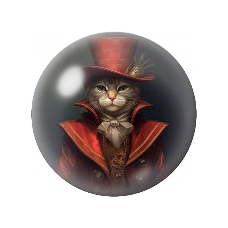 Cabochon en Verre Illustré Chat Vampire au Haut-de-Forme 12 à 25mm
